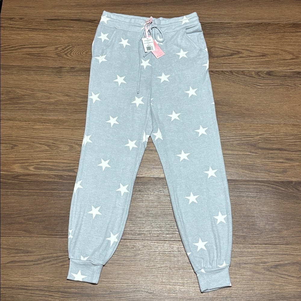 Fornia Gray Star Print Joggers NWT Drawstring Lounge Pants M
